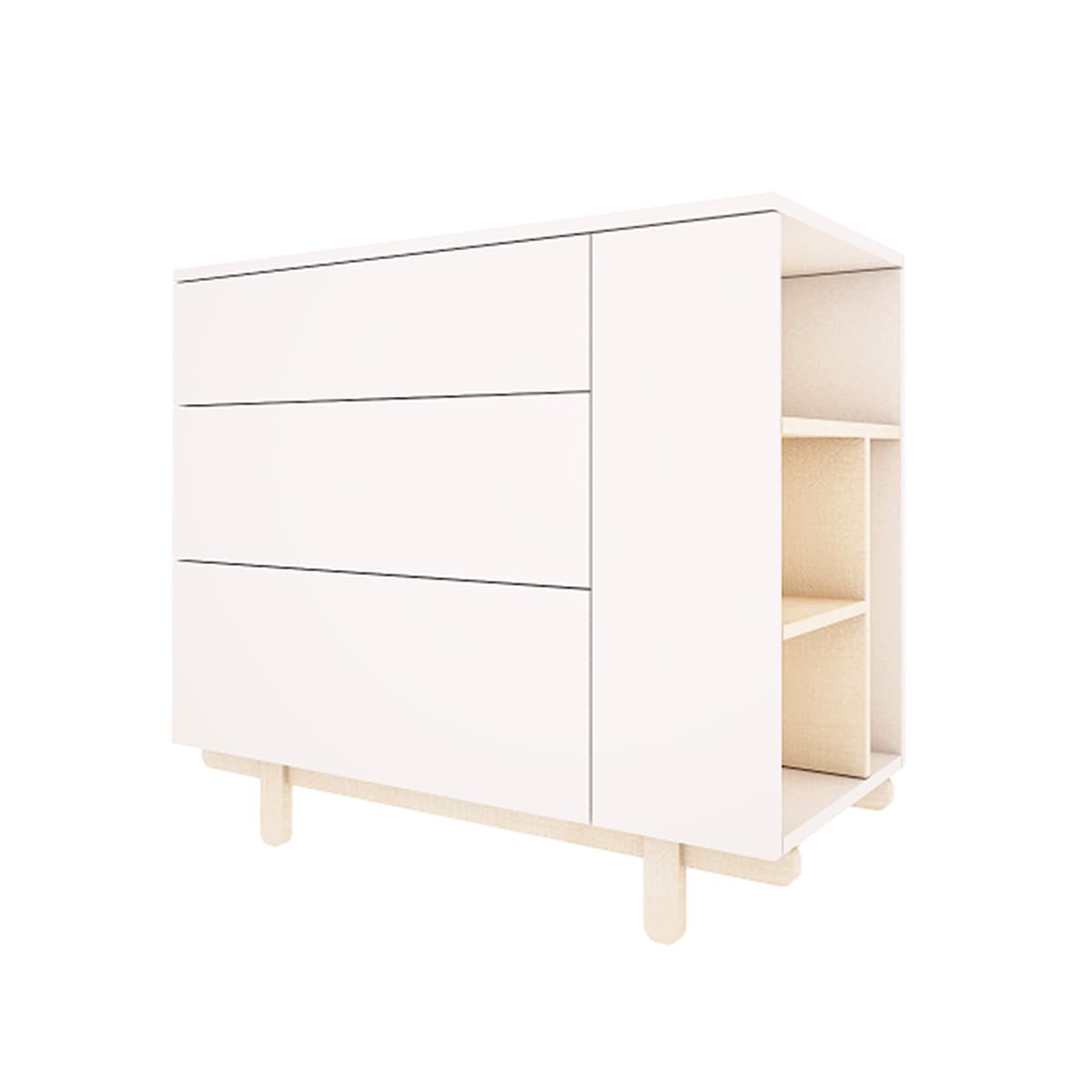 Commode 3 tiroirs Wood Luck Romy - Blanc