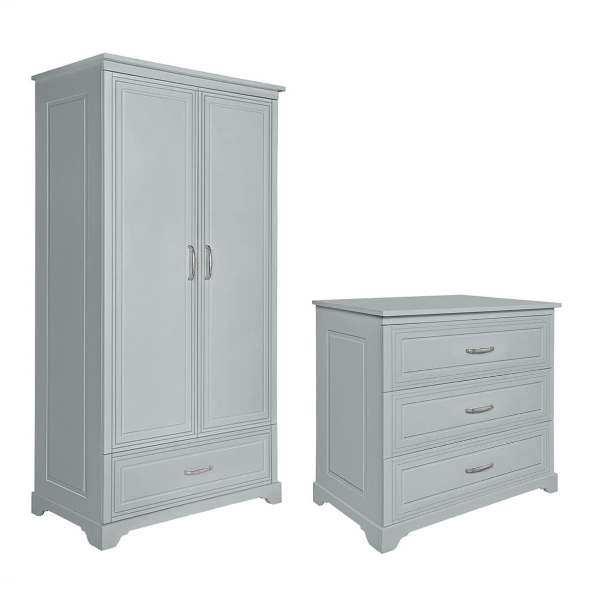Commode 3 tiroirs et armoire 2 portes Novelies Melody Gris