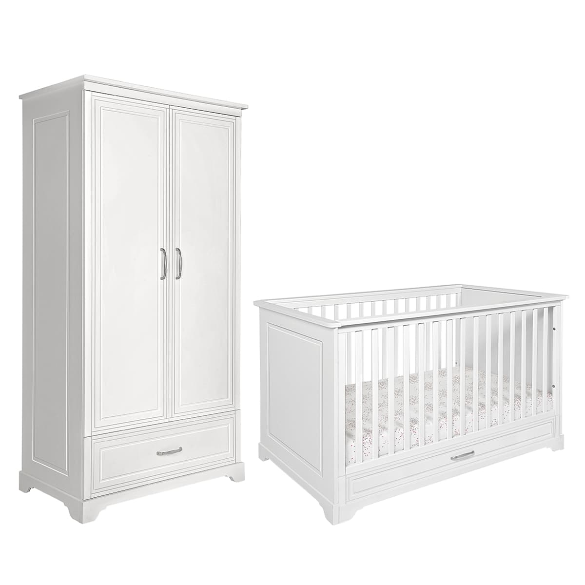 Lit évolutif 70x140 et armoire 2 portes Novelies Melody Blanc