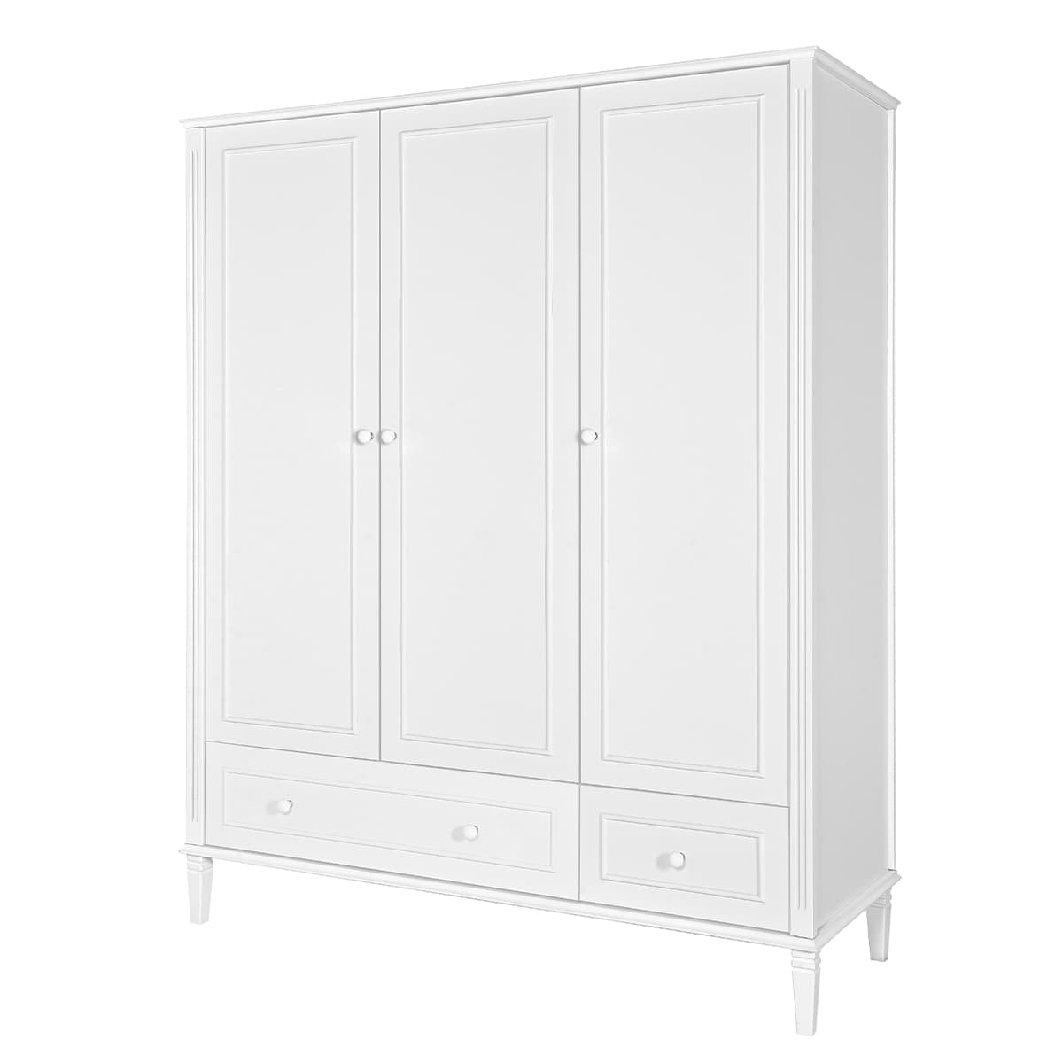 Armoire 3 portes 2 tiroirs Novelies Bianka Blanc