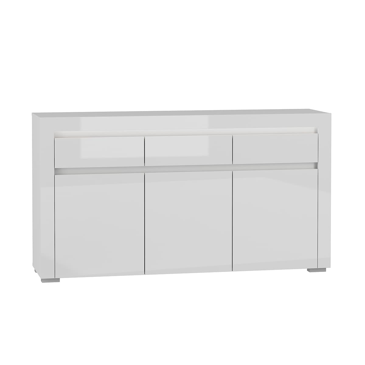 Buffet 3 portes 3 tiroirs LED inclus Kasla Blanc