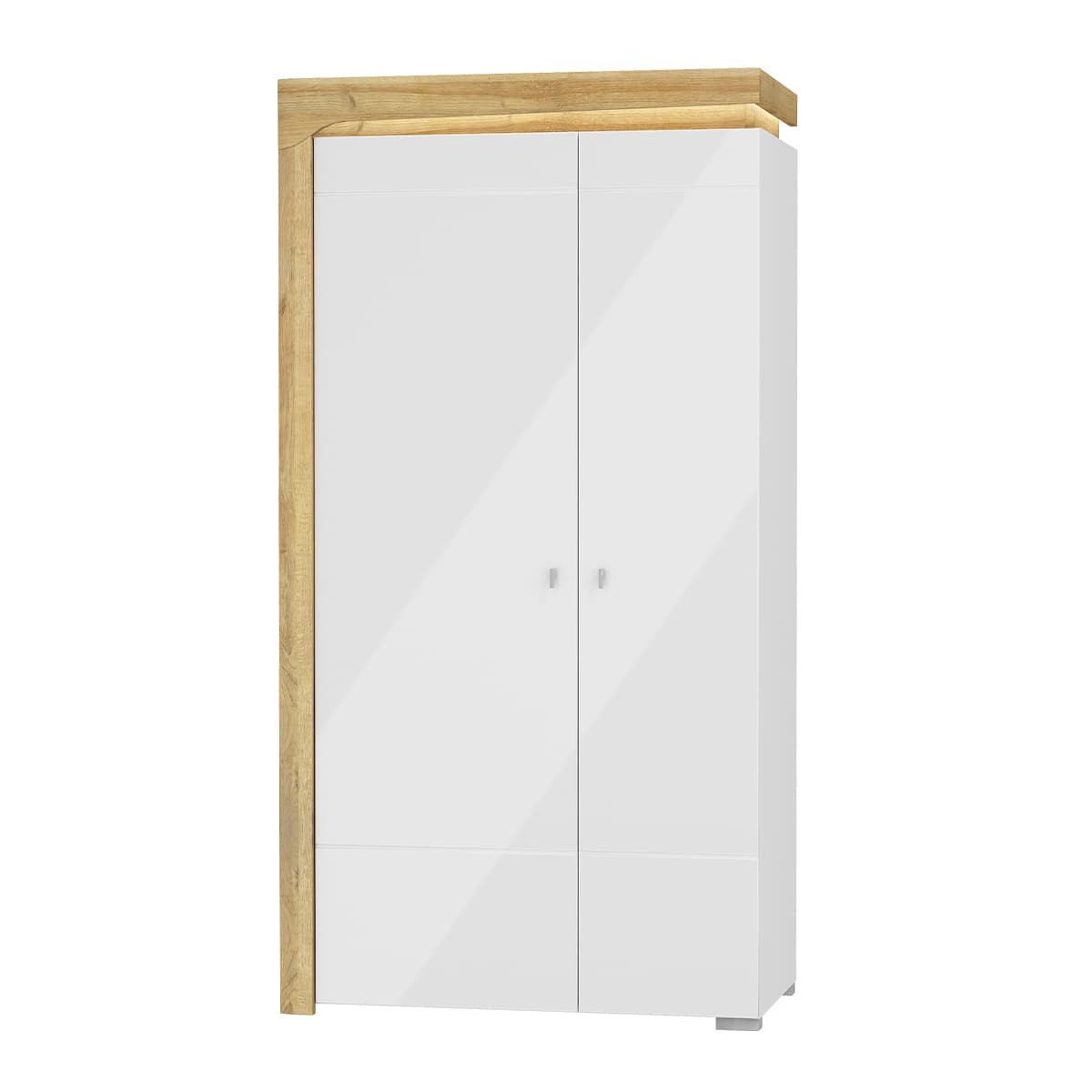 Armoire 2 portes LED inclus Teo Blanc et Bois
