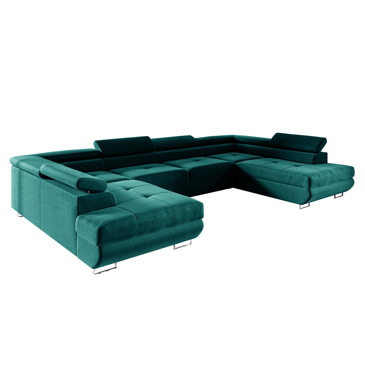 Canapé en U 5 places convertible avec coffre Wilson Vert sapin