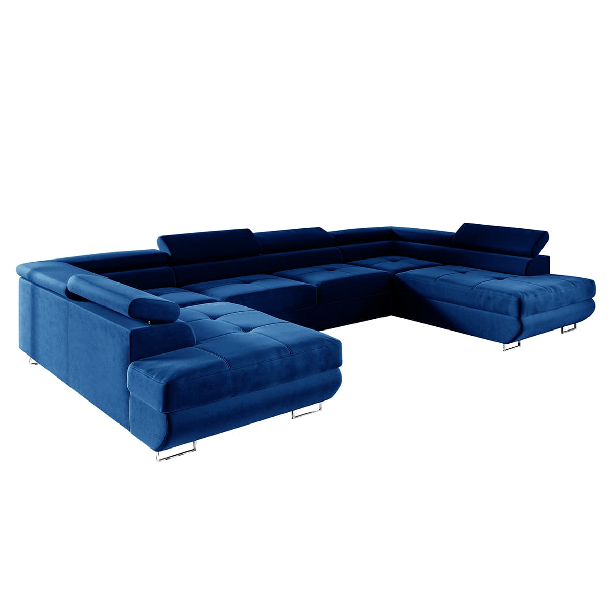 Canapé en U 5 places convertible avec coffre Wilson Bleu