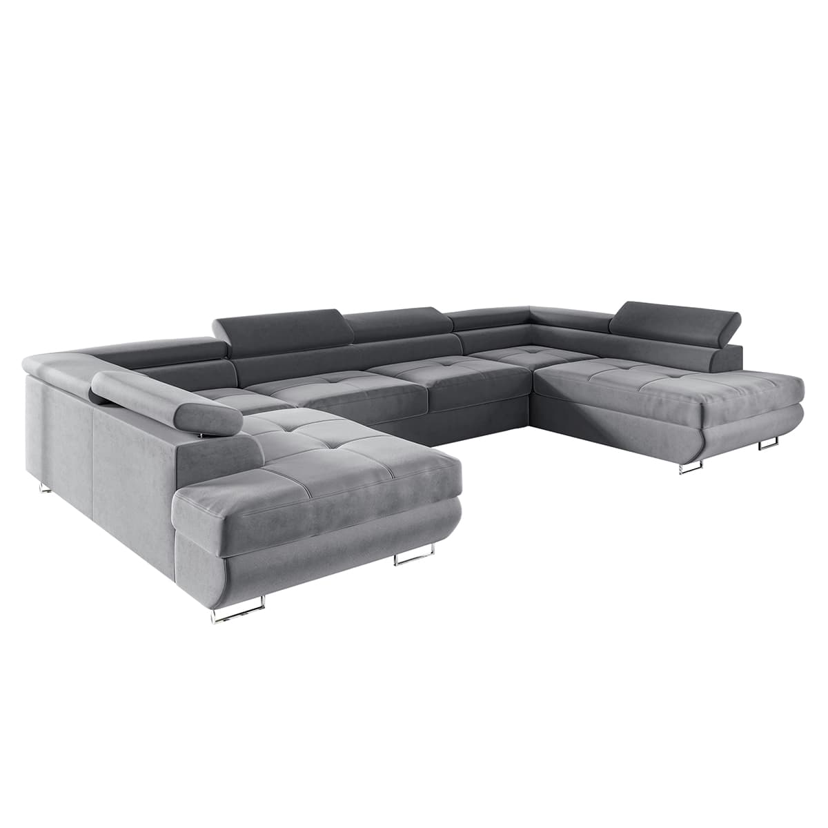 Canapé en U 5 places convertible avec coffre Wilson Gris