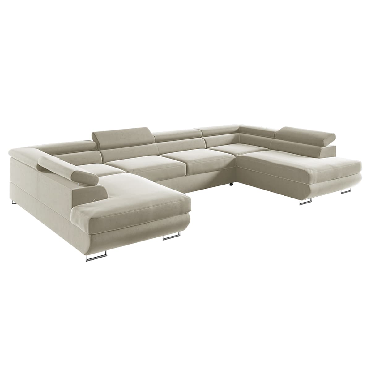 Canapé en U 5 places convertible avec coffre Lyam Beige