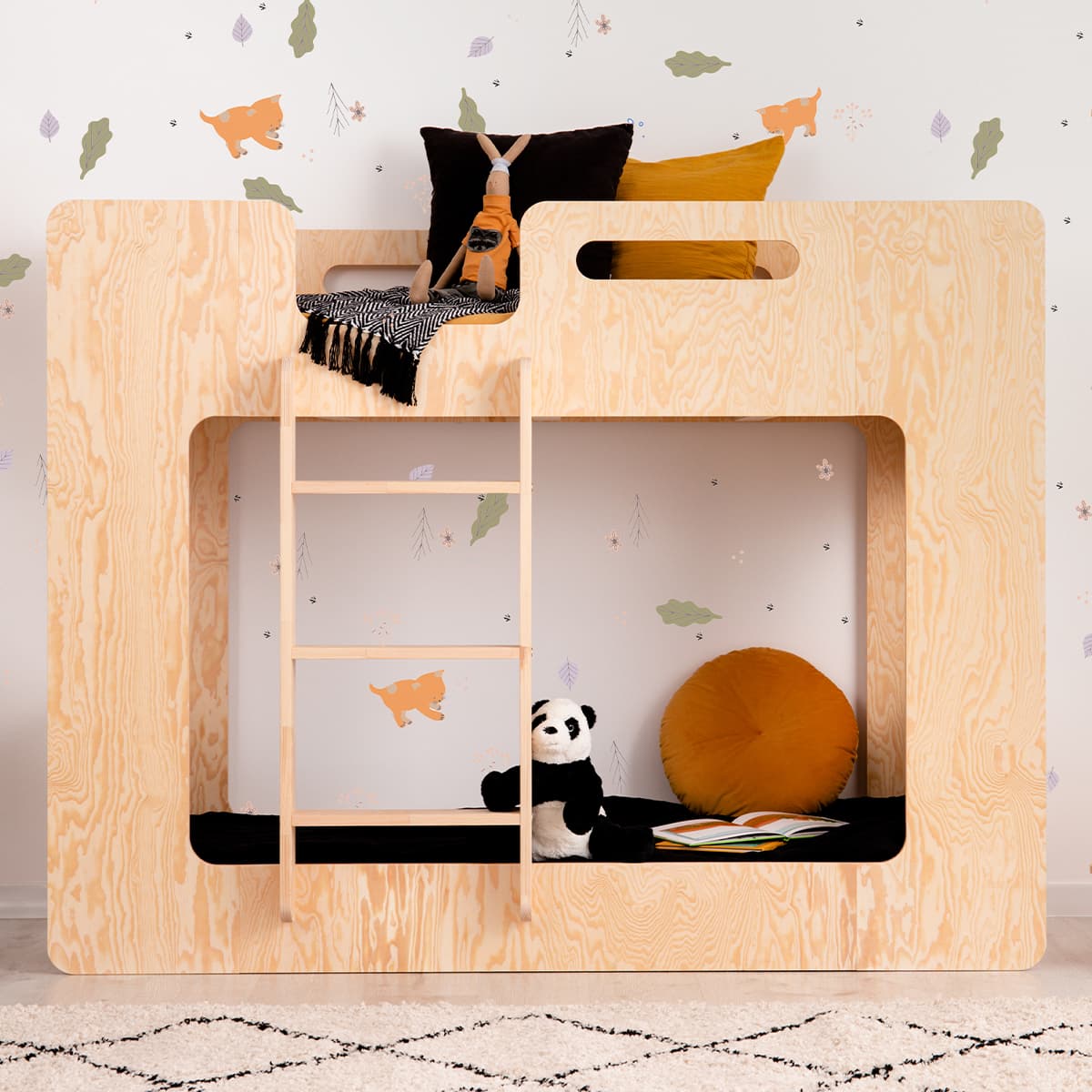 Lit superposé 90x190 échelle à gauche sommier inclus Mélissa Bois