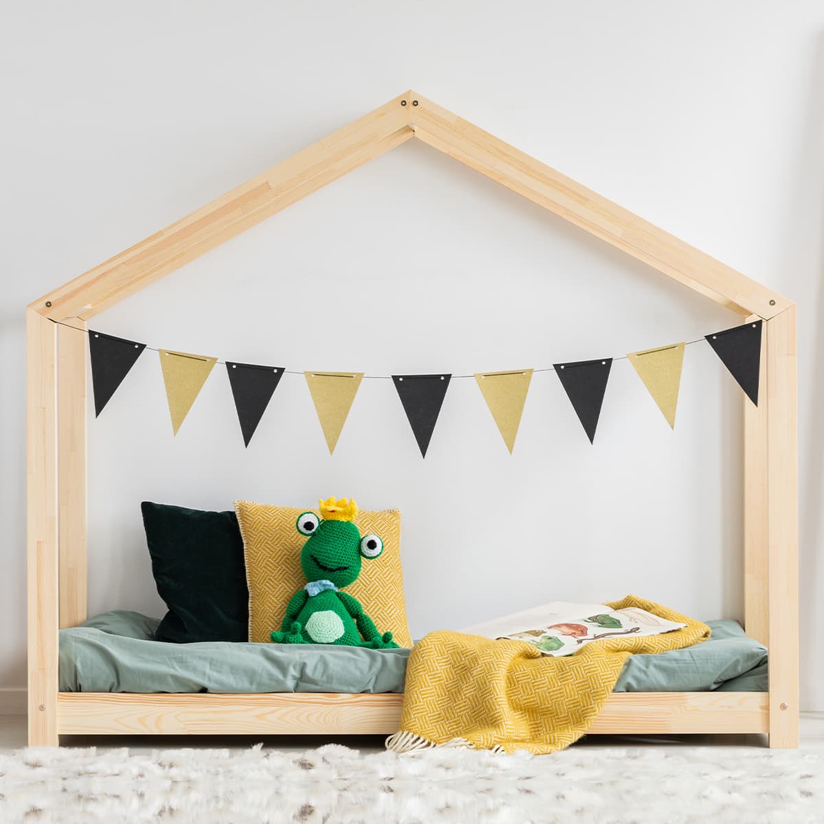 Lit cabane 90x190 sommier inclus Aude Bois