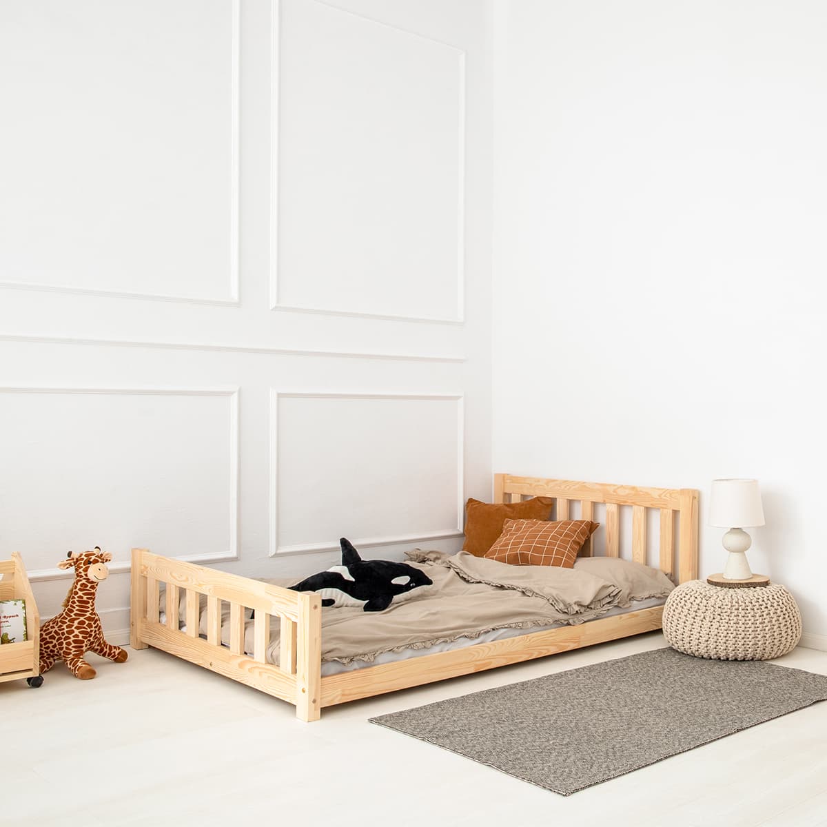 Lit 90x200 sommier inclus Adeline Bois