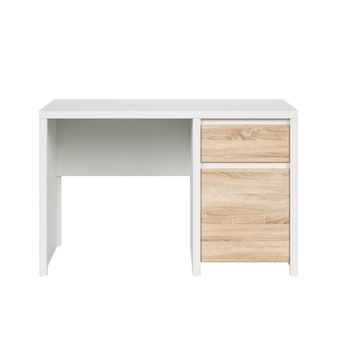 Bureau 1 porte 1 tiroir Soren Blanc et Bois