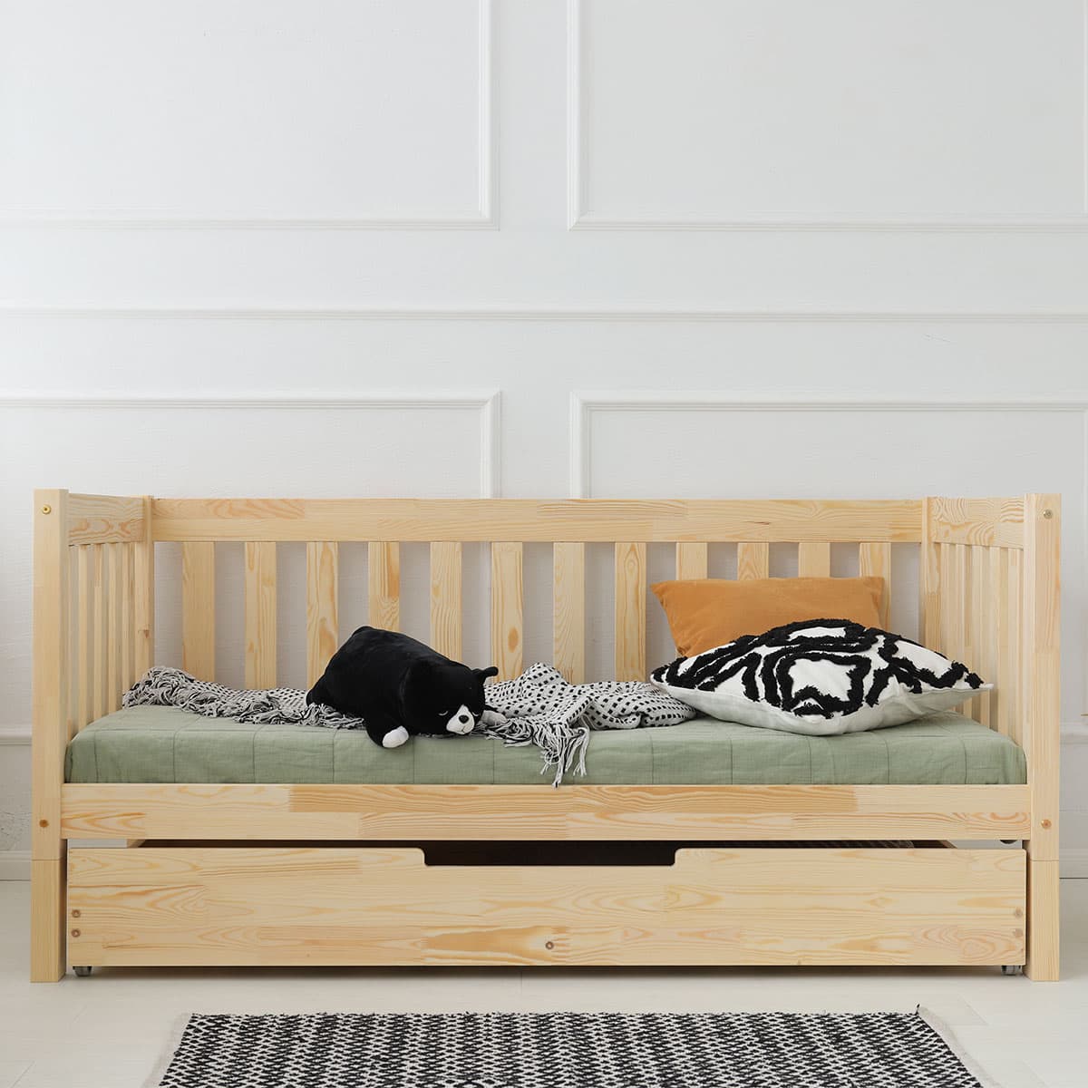 Lit banquette 90x200 sommier et tiroir inclus Thelma Bois