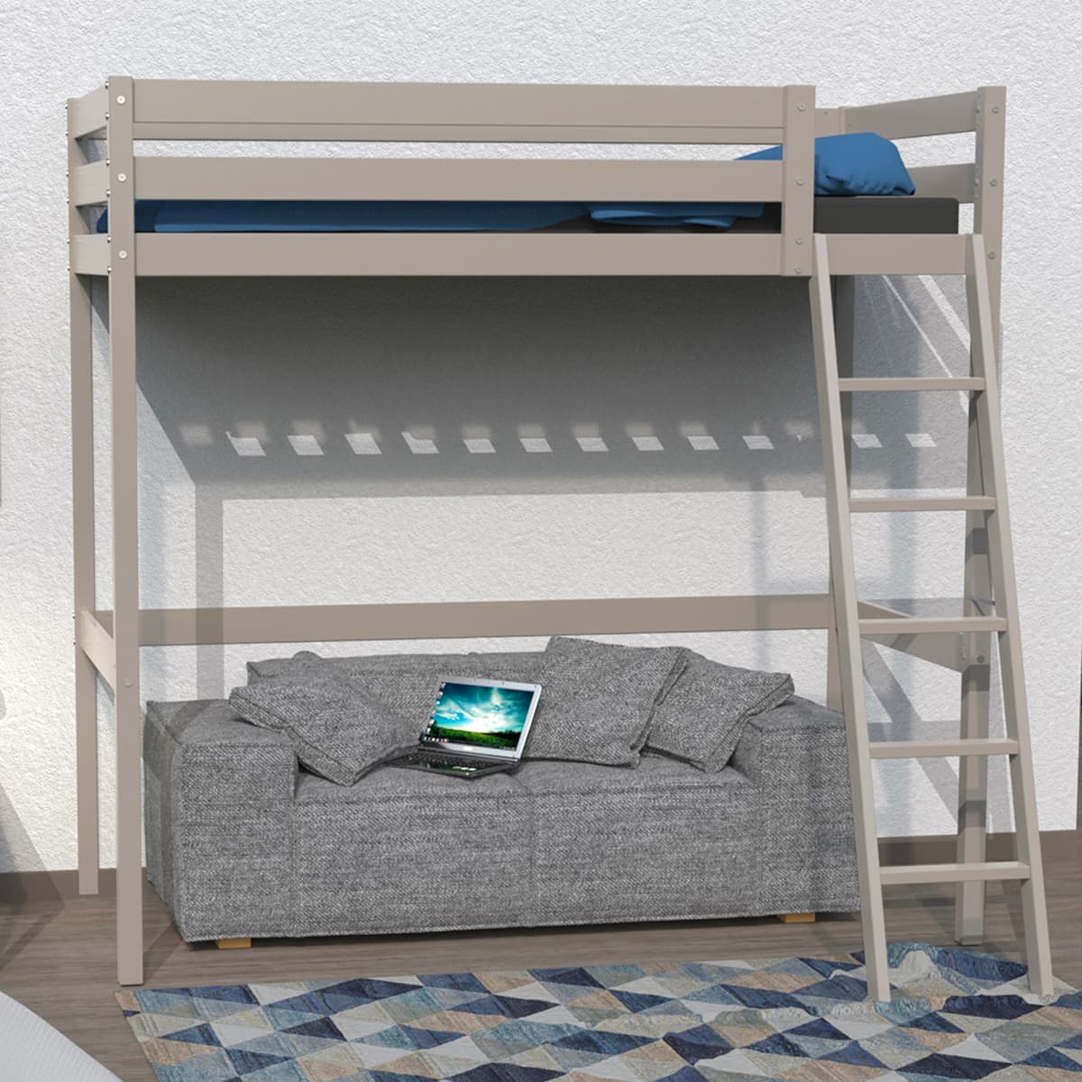 Lit mezzanine 90x190 Weber Industries Studio - Laqué gris taupe