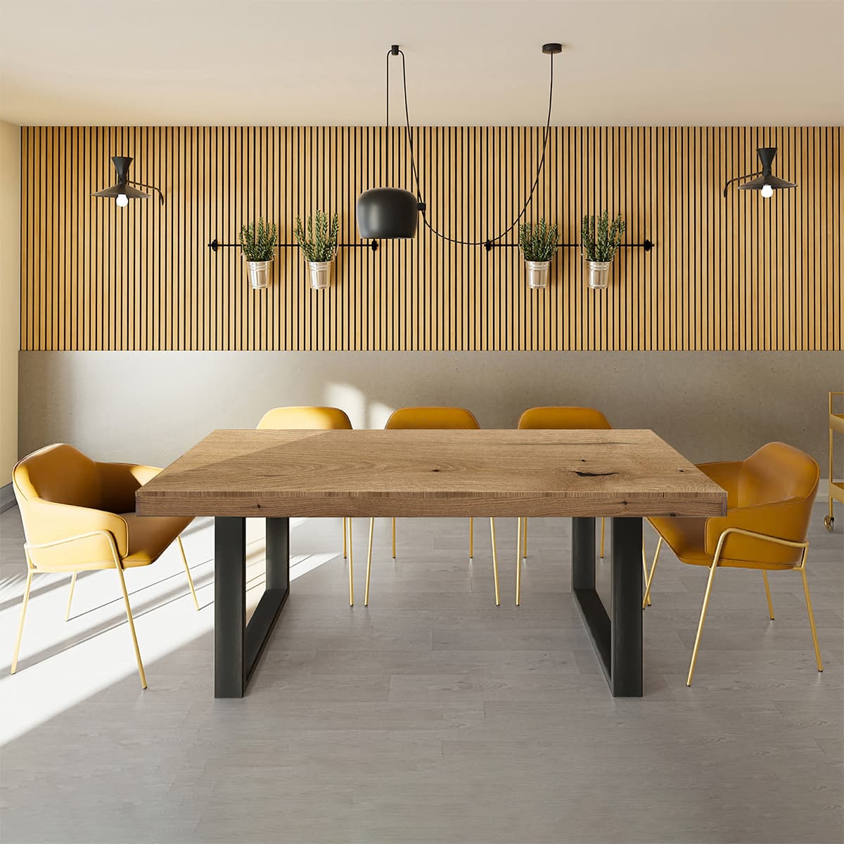 Table à manger 8 places Ayden Bois blanchi et Noir