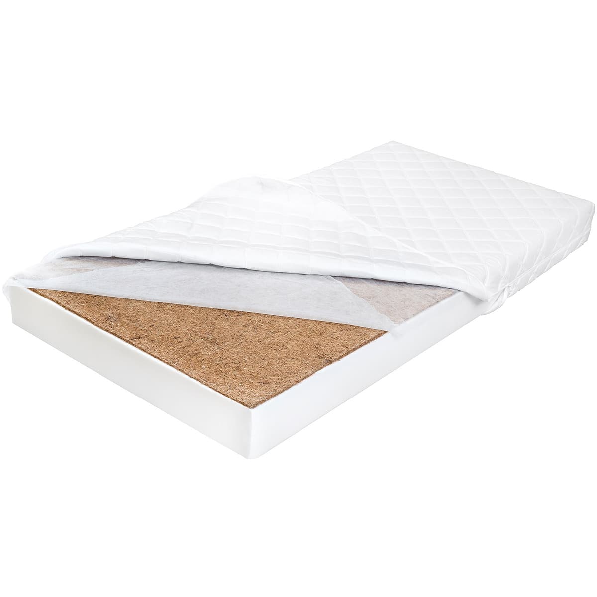 Matelas tiroir de lit 90x190 mousse coco 8 cm anti-acarien Arlo Blanc