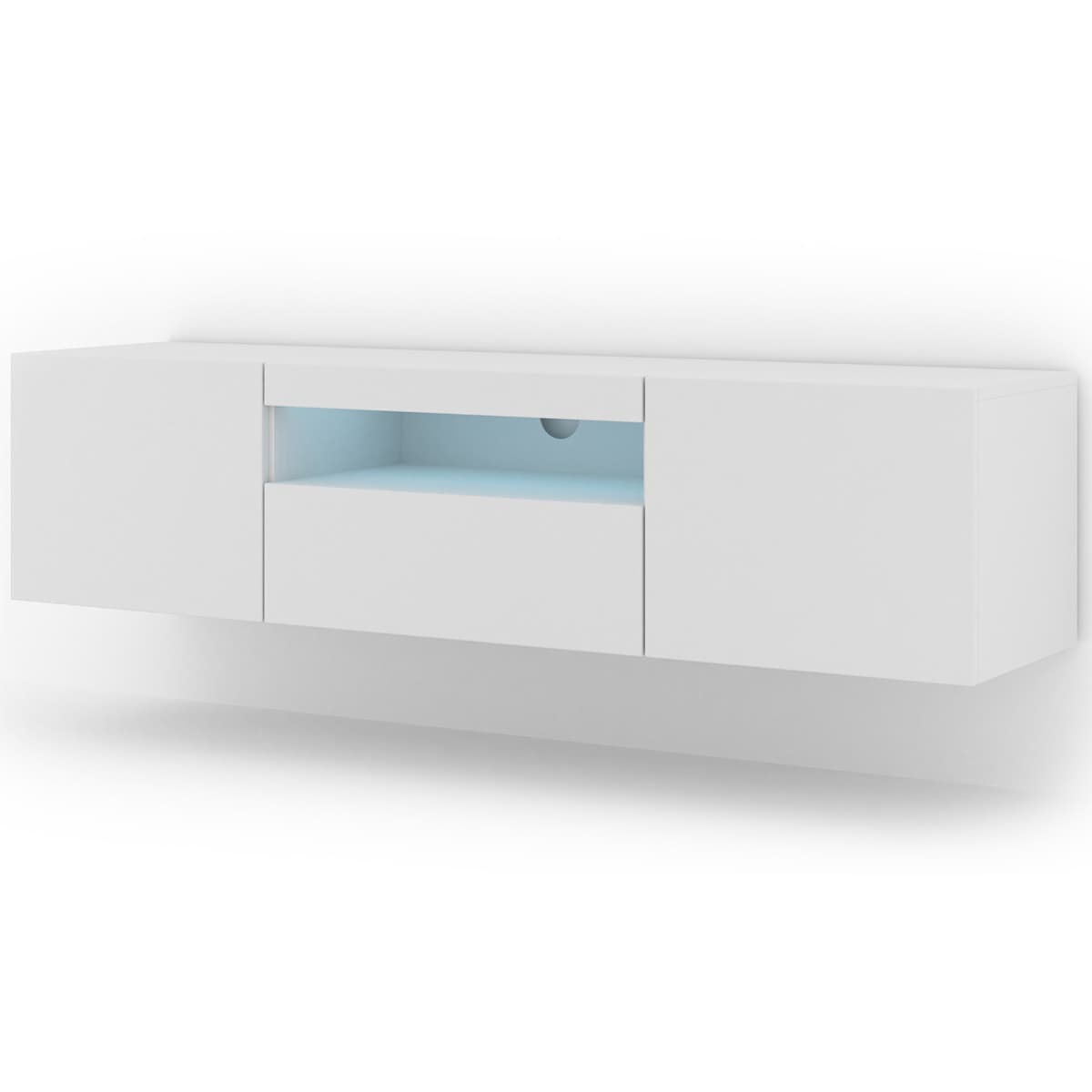 Meuble TV mural 3 portes 150 cm LED Aurus Blanc