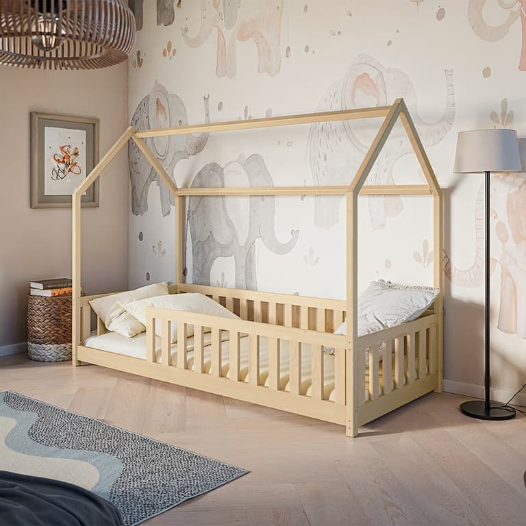 Lit cabane 90x200 sommier inclus Maya Bois