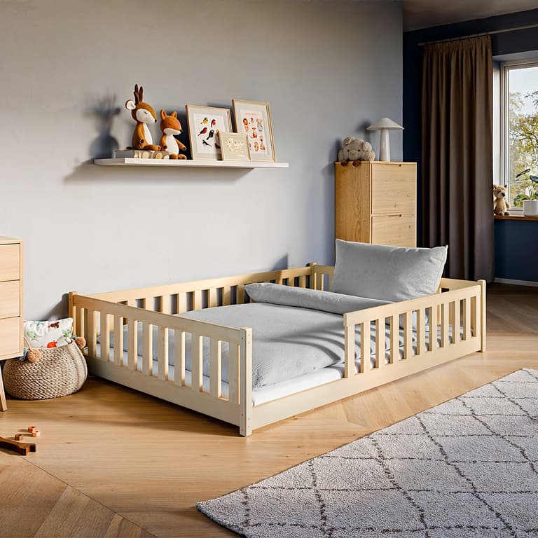 Lit au sol 140x200 sommier inclus Maya Bois