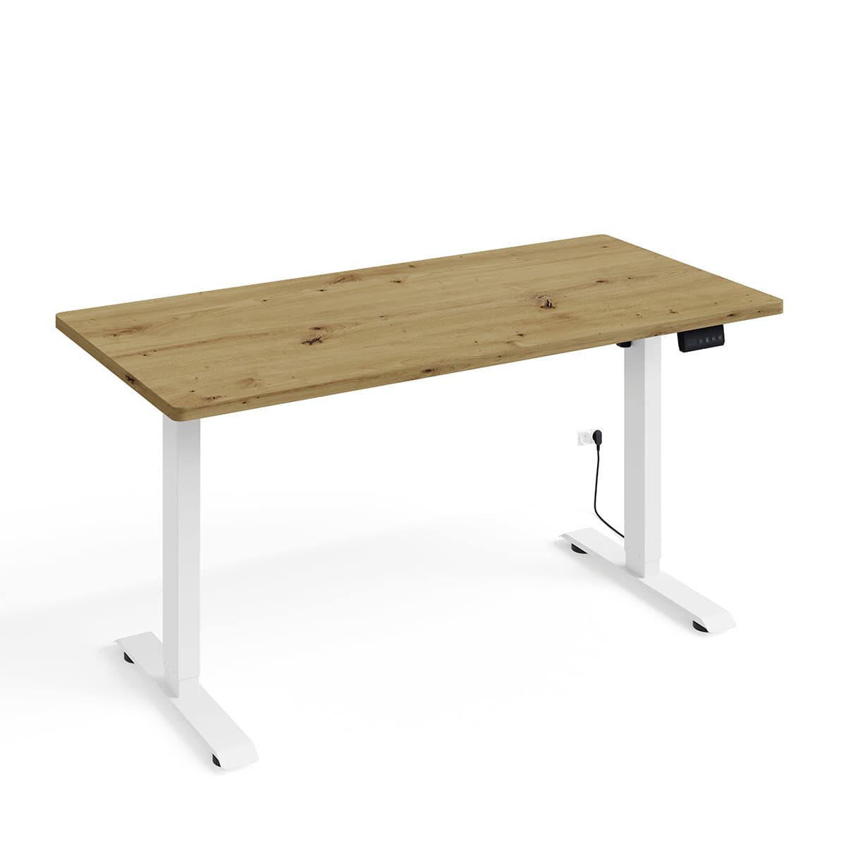 Bureau électrique 140 cm Ergo Bois et Blanc