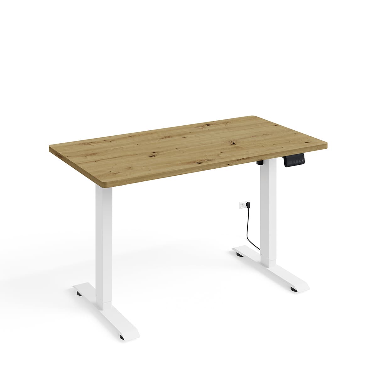 Bureau électrique 120 cm Ergo Bois et Blanc