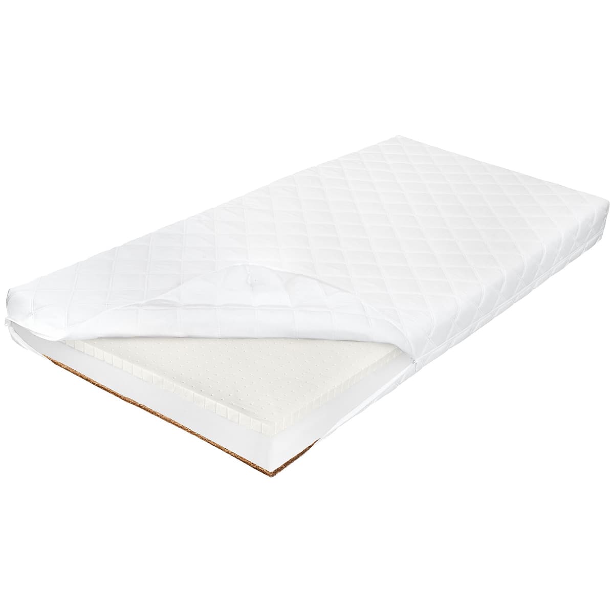 Matelas 80x160 mousse latex coco anti-acarien 10 cm Nola Blanc