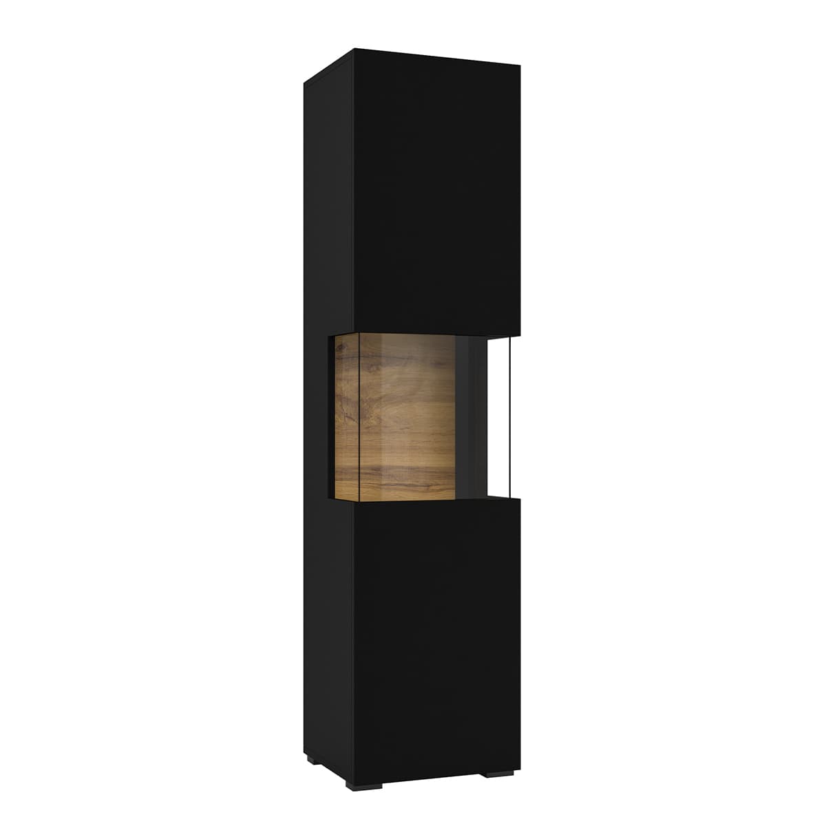 Vitrine 1 porte Glora Noir et Bois