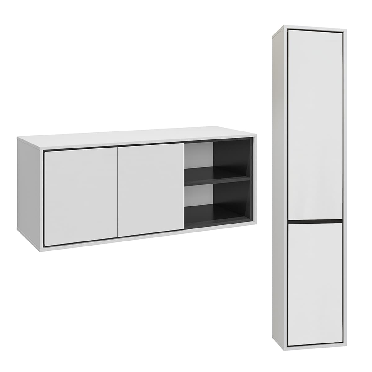 Ensemble meuble sous-vasque 120cm et colonne Sophéa Blanc