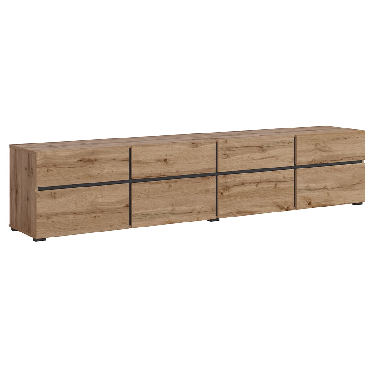 Meuble TV 4 portes 225 cm Lilia Bois