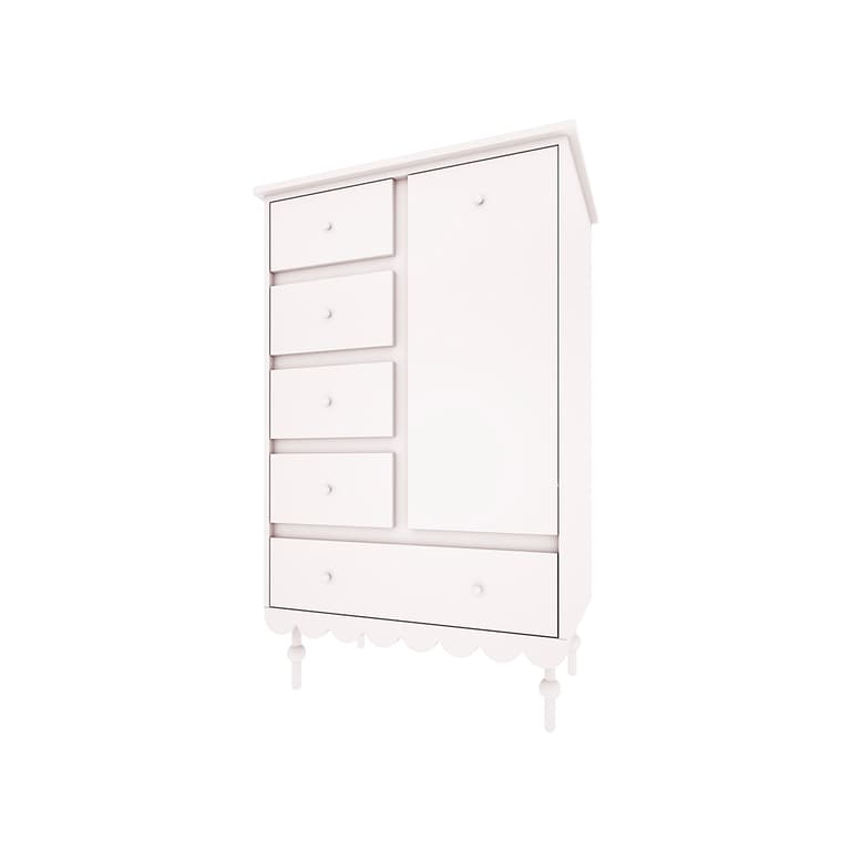 Commode 5 tiroirs 1 porte Wood Luck Babushka Blanc