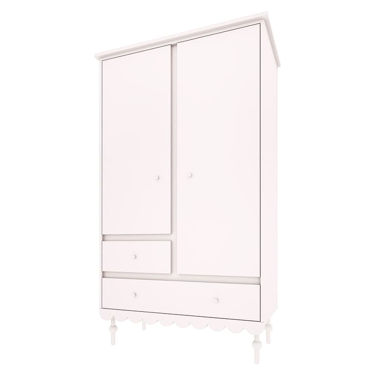 Armoire 2 portes 2 tiroirs Wood Luck Babushka Blanc