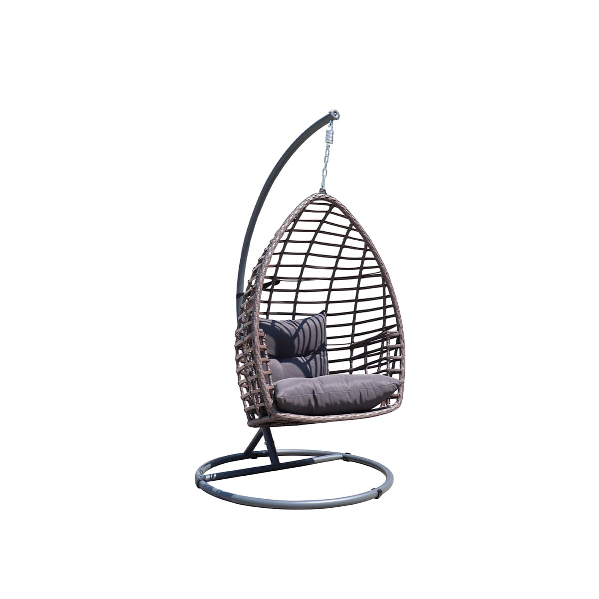 Fauteuil de jardin suspendu avec structure Valencia Marron et coussin Gris
