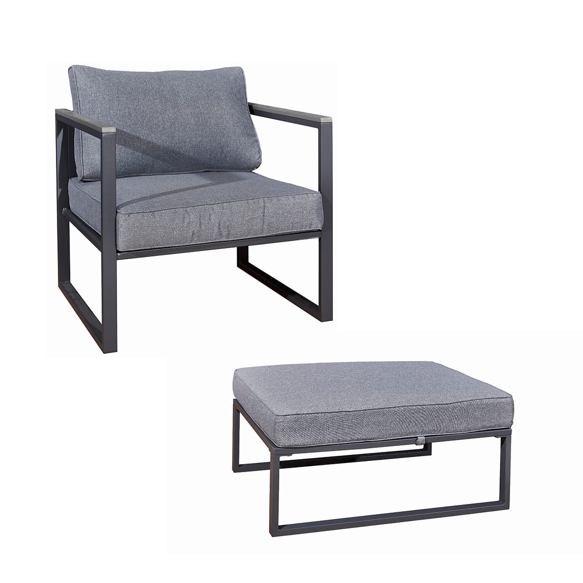 Ensemble fauteuil et pouf Sevilla Gris