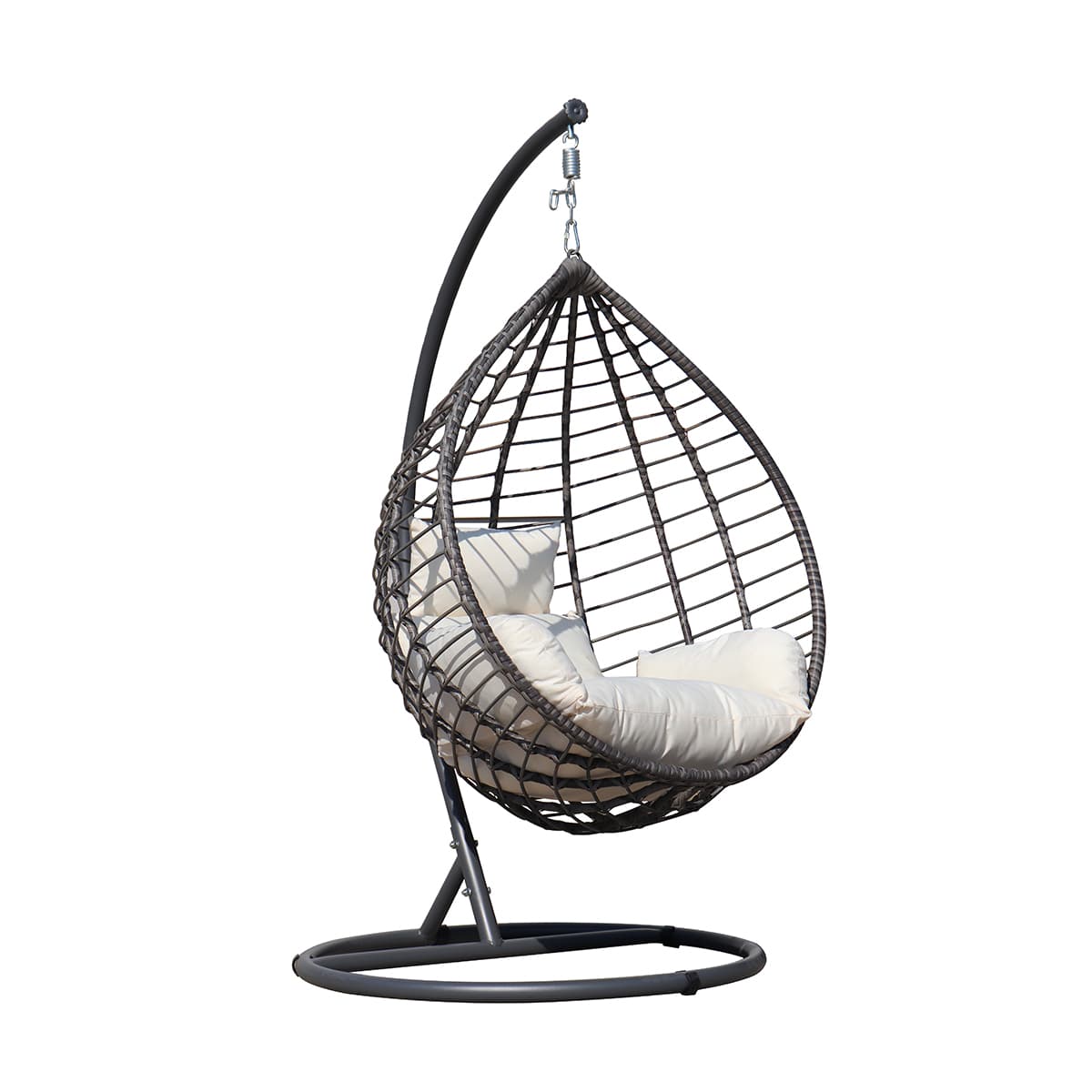 Fauteuil de jardin suspendu avec structure Athenes Gris et coussin Ecru