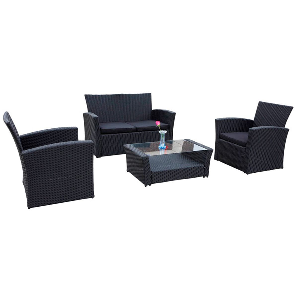 Salon de jardin 4 personnes Firenze Noir