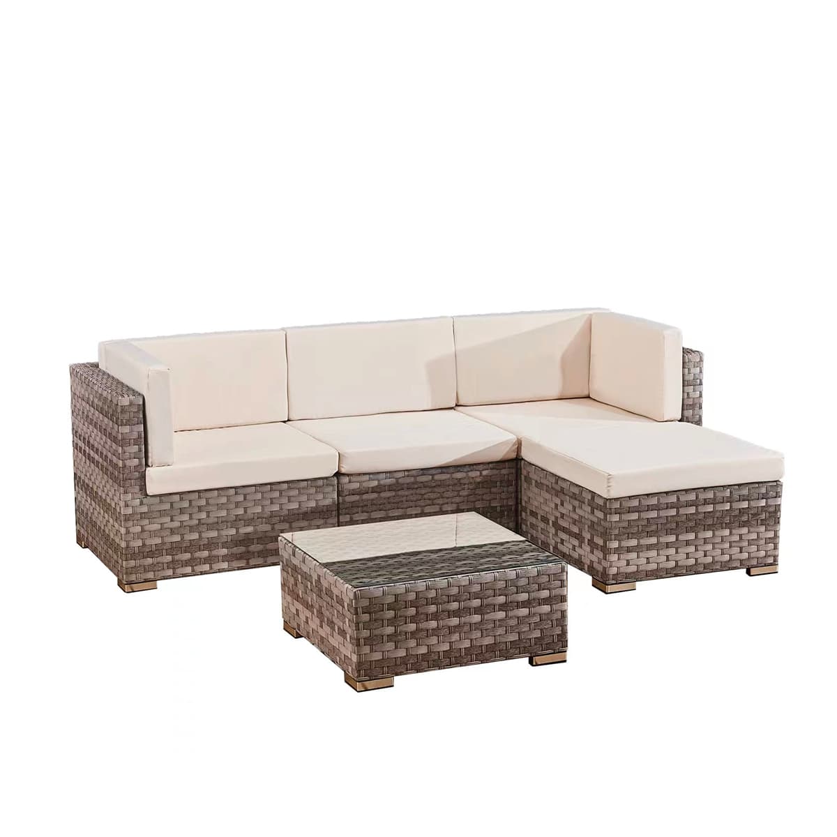 Salon de jardin 4 personnes Napoli Marron