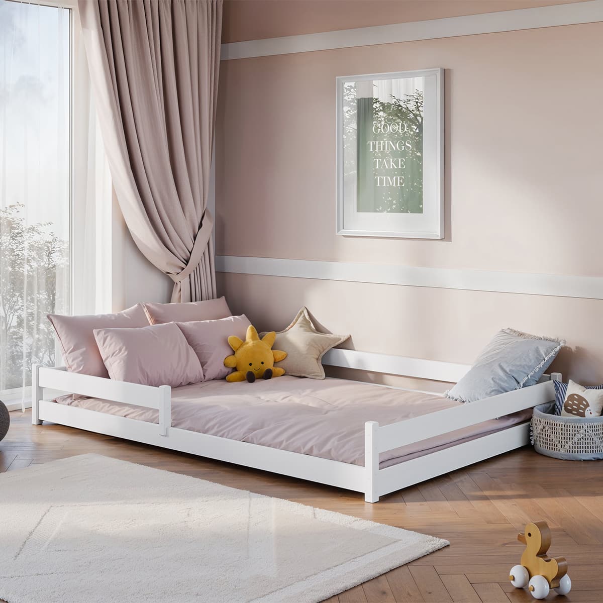 Lit au sol 140x200 sommier inclus Lily Blanc