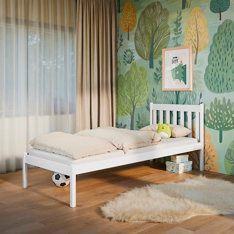 Lit 90x200 sommier inclus Marthe Blanc