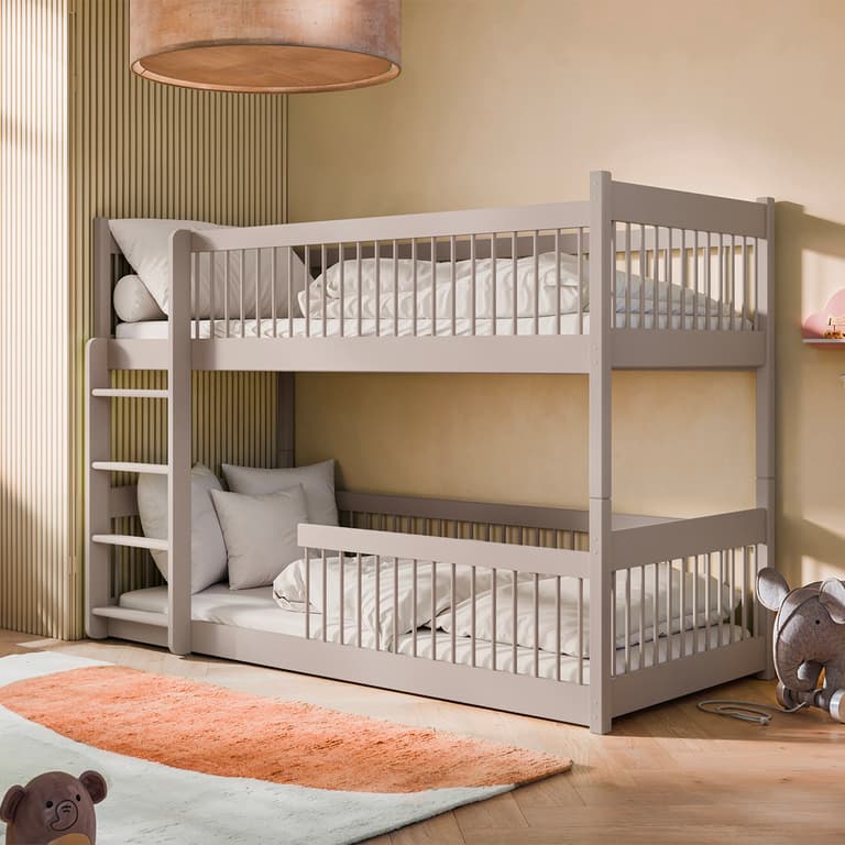 Lit superposé 90x200 au sol sommiers inclus Marion Cachemire