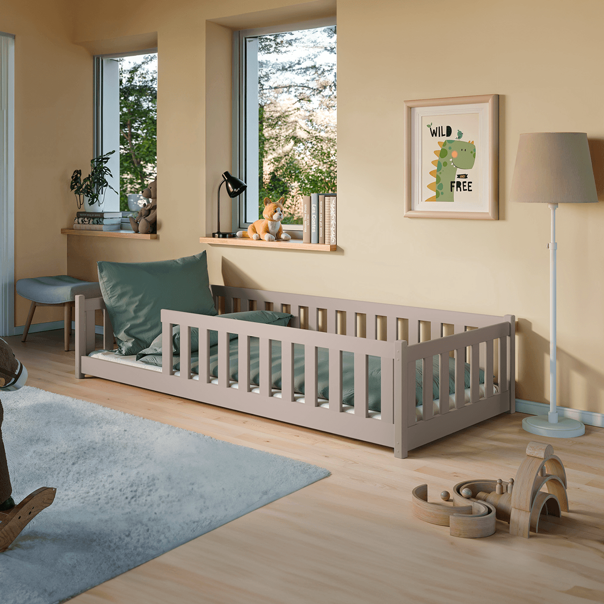 Lit au sol 90x200 sommier inclus Maya Cachemire