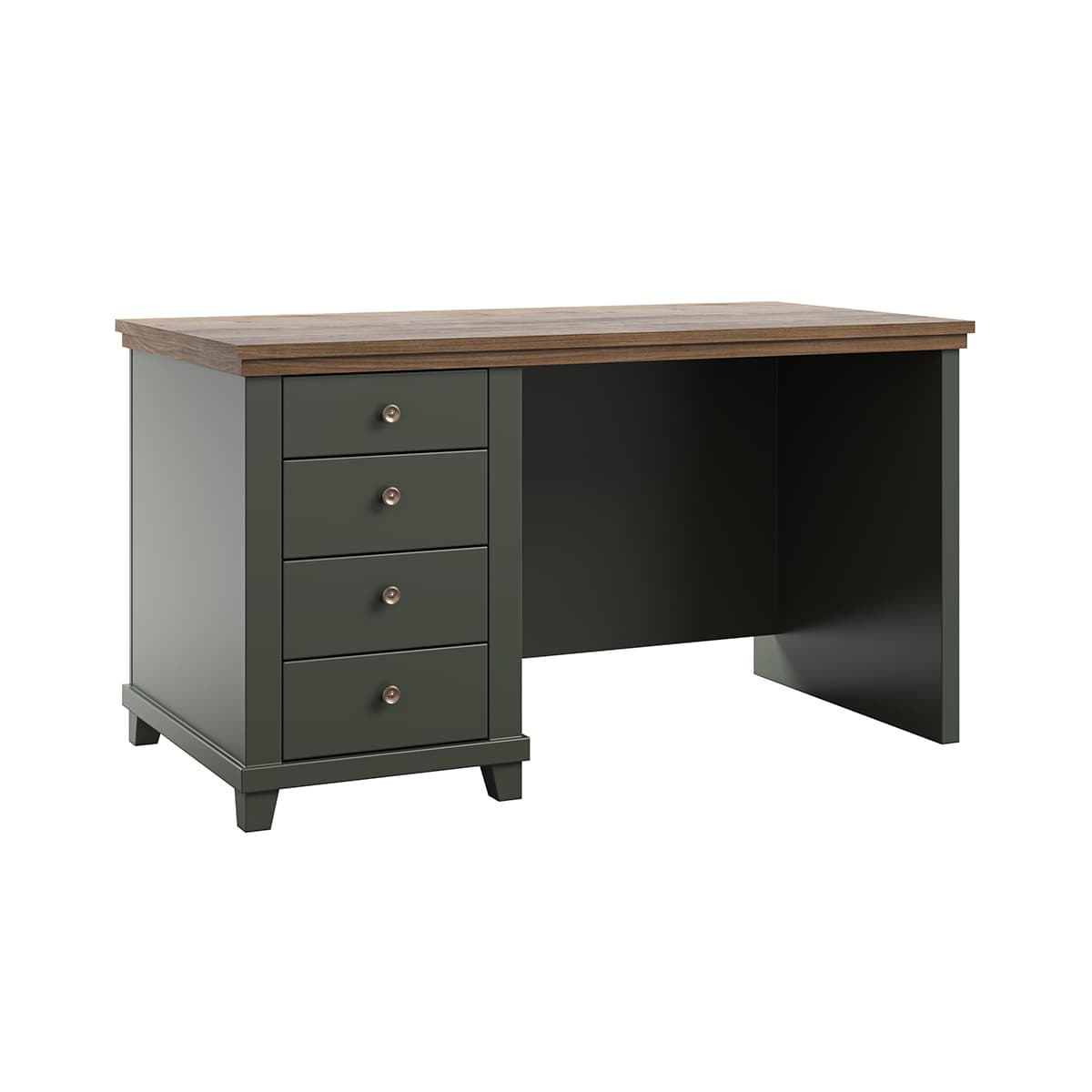 Bureau 4 tiroirs Martin Vert et Bois