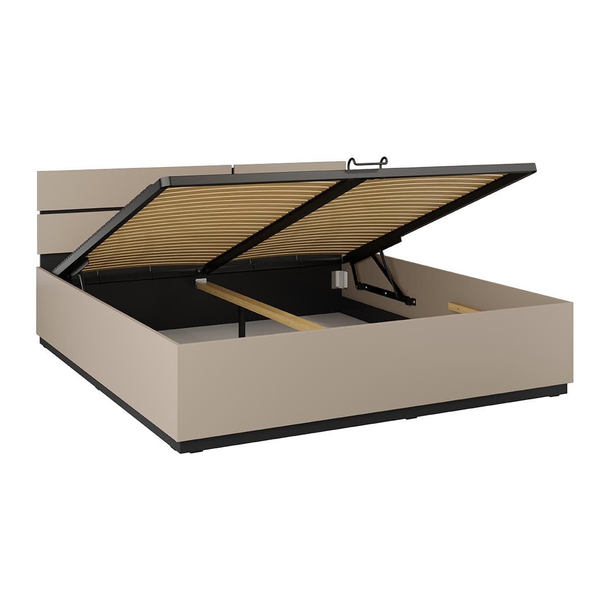 Lit coffre 180x200 sommier inclus Lilia Taupe