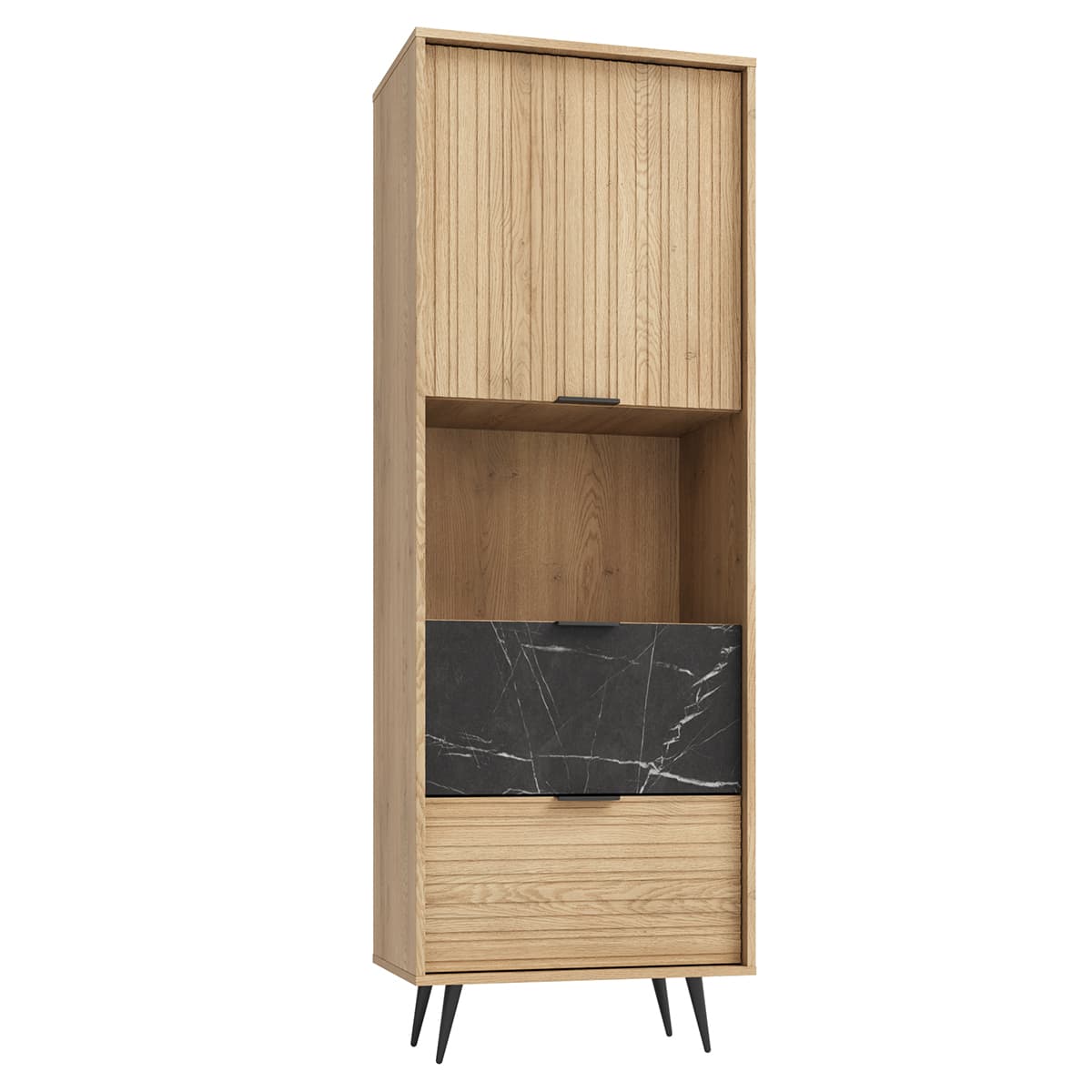 Colonne 1 porte 2 tiroirs Luka Bois et Noir