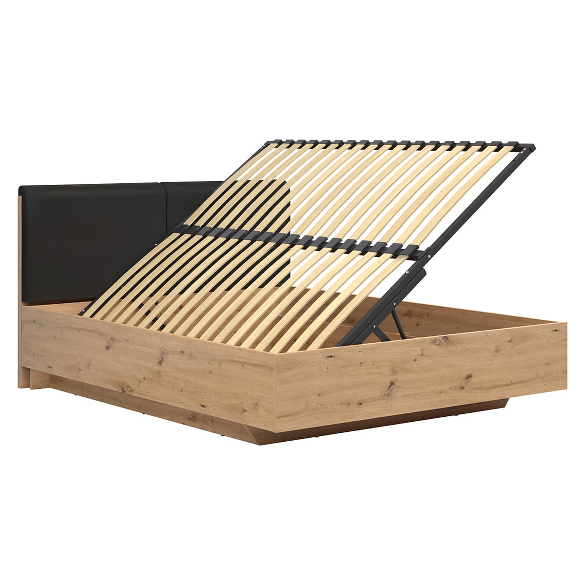 Lit coffre 160x200 ouverture latérale sommier inclus Mao Bois