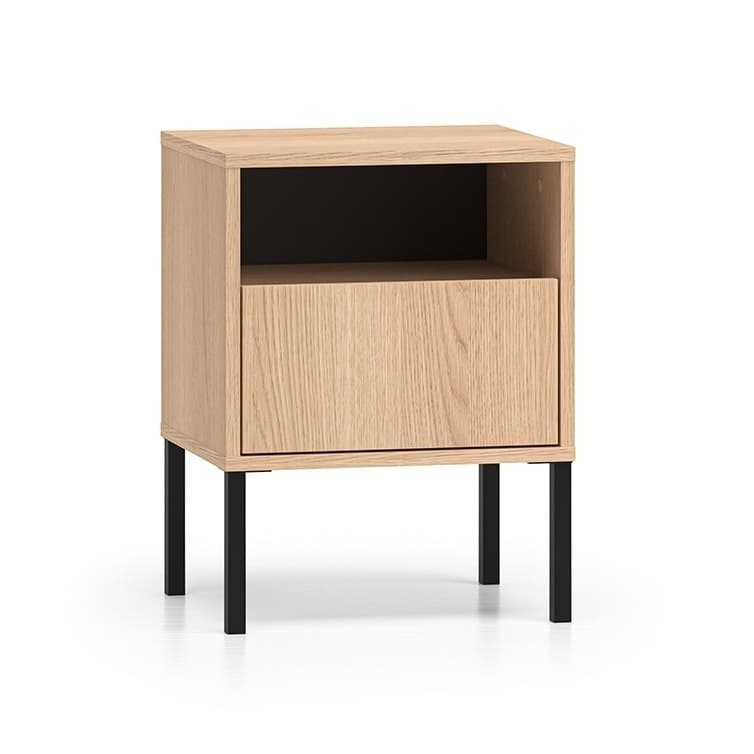 Chevet 1 tiroir Paige Bois et Noir