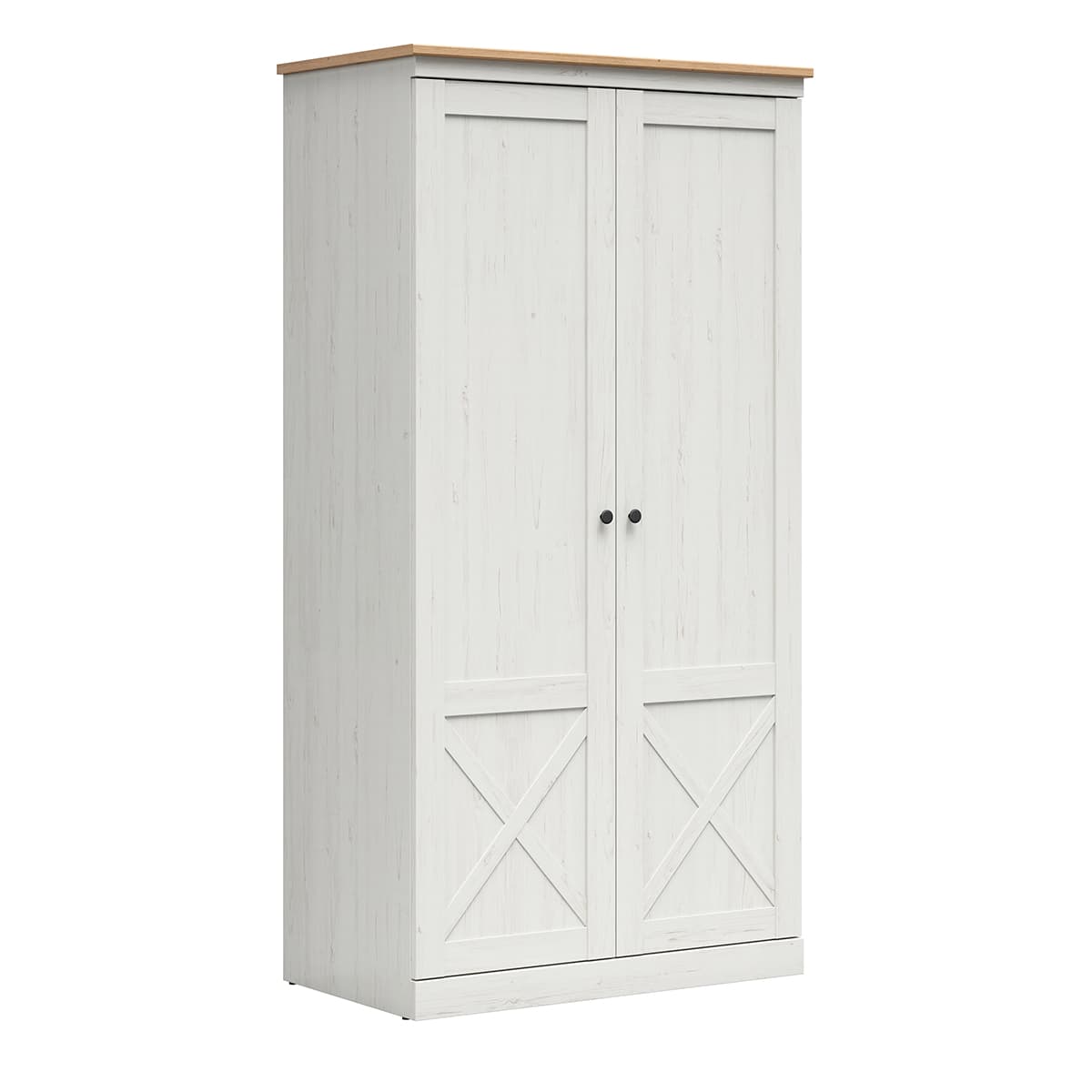 Armoire 2 portes Victoria Blanc et Bois