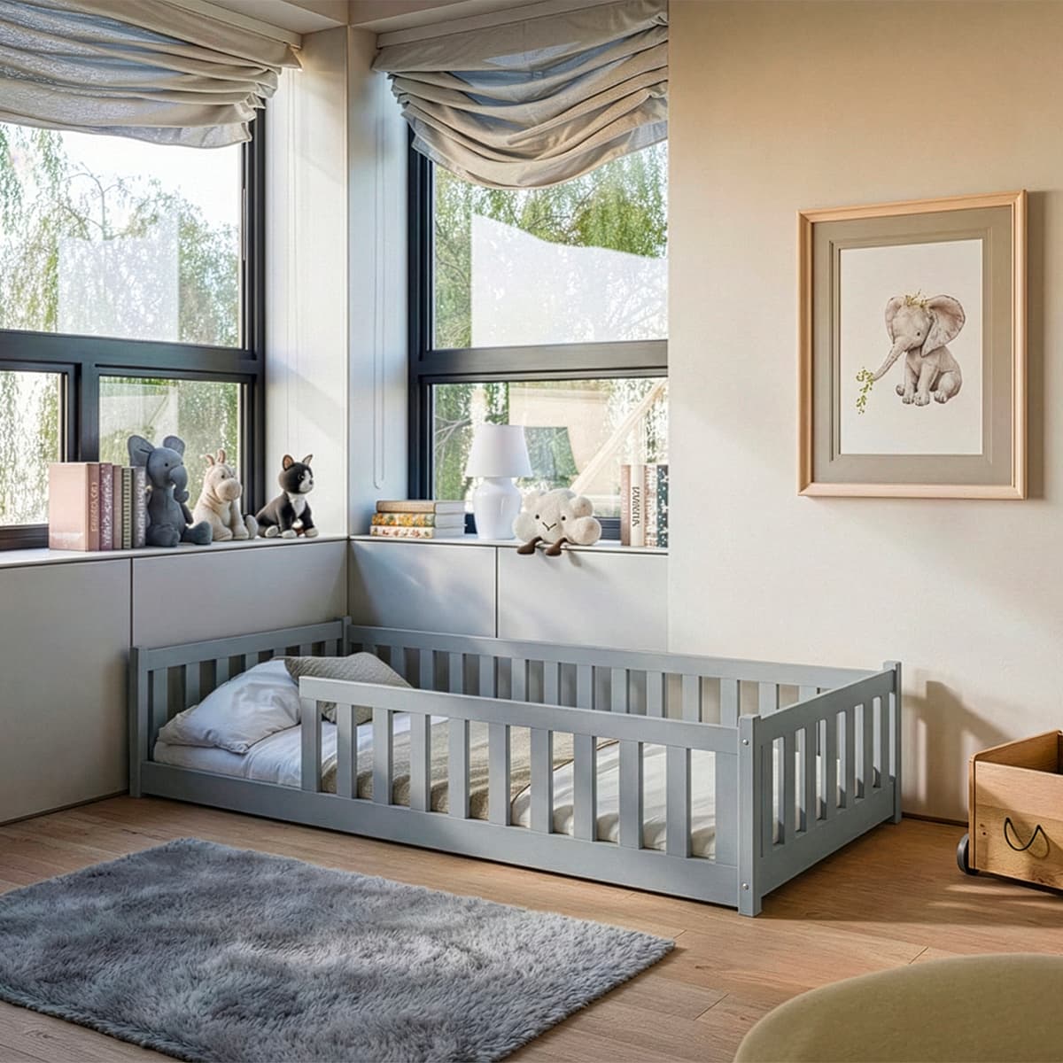 Lit au sol 80x160 sommier inclus Maya Gris