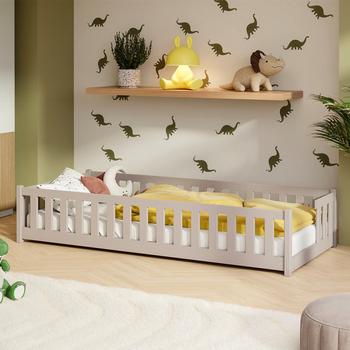 Lit au sol 90x190 sommier inclus Théa Cachemire