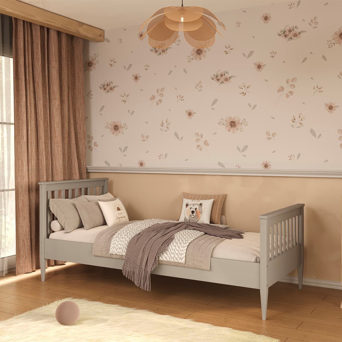 Lit 90x200 sommier inclus Ignas Gris