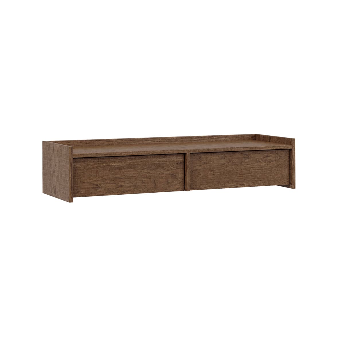 Console coiffeuse murale 2 tiroirs Japandi Bois foncé