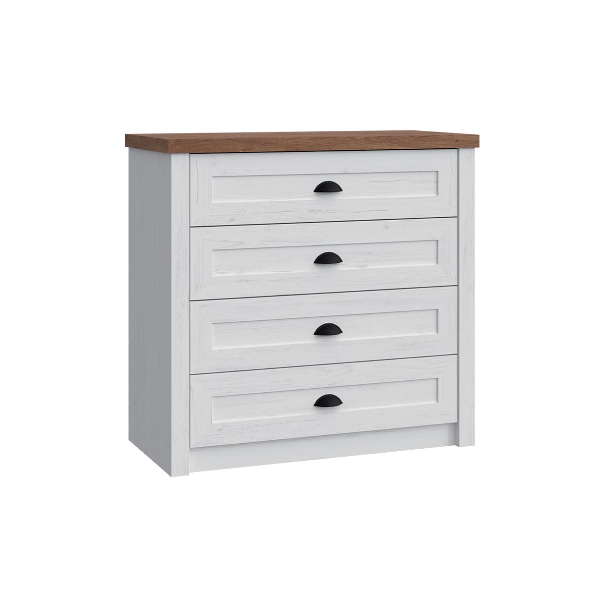 Commode 4 tiroirs Léandre Blanc et Bois