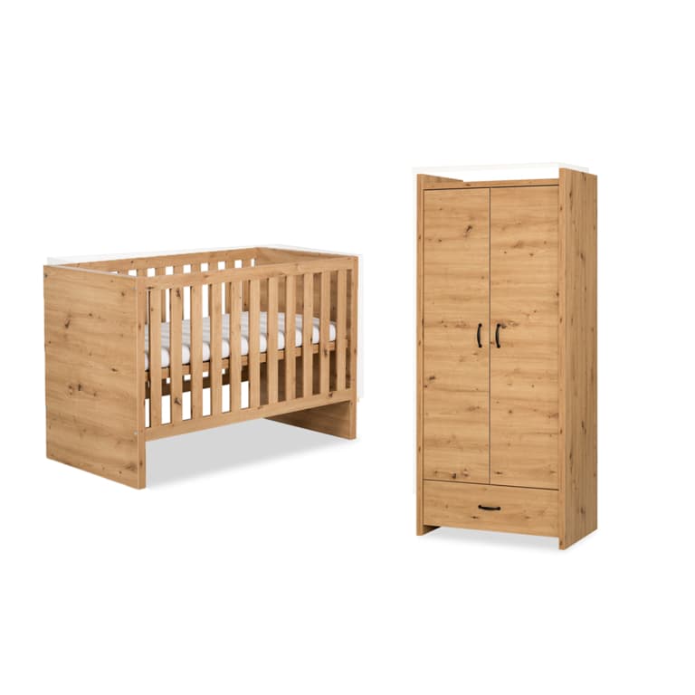 Lit bébé et Armoire LittleSky by Klups Amelia Oak Chêne